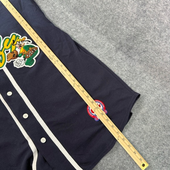 Vintage Disney World Goofy Baseball Jersey Shirt Large Navy Short Sleeve Y2K 90s - Picture 9 of 10